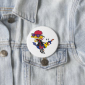Rockstar Roadrunner Vogel Speelt Gitaar Ronde Button 7,6 Cm (In situ)