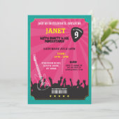 Rockstar Rock Music Gig Guitar Pick Party Invite Kaart (Staand voorkant)