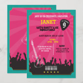 Rockstar Rock Music Gig Guitar Pick Party Invite Kaart (Voorkant / Achterkant)