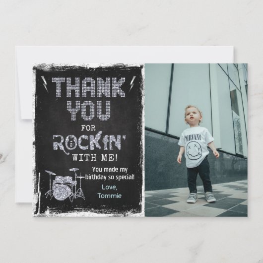 Rockstar Rocker Chalk Grunge Hartelijk dank Kaart (Voorkant)