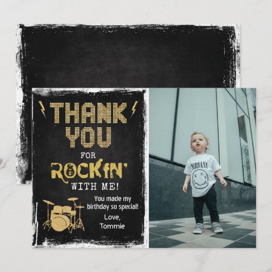 Rockstar Rocker Krijt Grunge Bedanktkaart Kaart (Voorkant / Achterkant)