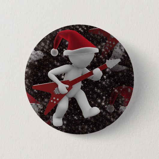rockstar santa ronde button 5,7 cm (Voorkant)