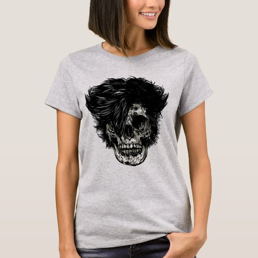 Rockstar Schedel met Wild Haar T-shirt (Voorkant)