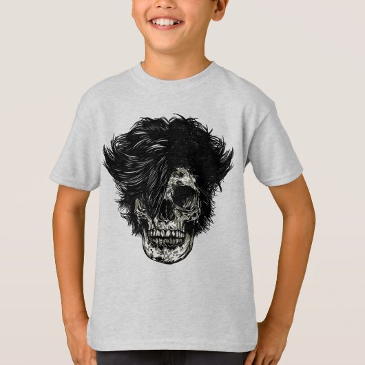 Rockstar Schedel met Wild Haar T-shirt (Voorkant)