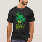 Rockstar Shamrock en Roll Funny St Patrick Day Vi T-shirt (Voorkant)