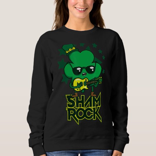 Rockstar Shamrock en Roll Funny St Patrick Day Vi Trui (Voorkant)