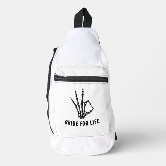 Rockstar Skelet Bruid Squad Bachelorette Feest Sling Bag (Voorkant)