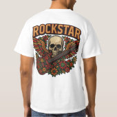 Rockstar Skull Guitar Wings – Bold Floral Embroide T-shirt (Achterkant)