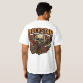 Rockstar Skull Guitar Wings – Bold Floral Embroide T-shirt (Achterkant volledig)
