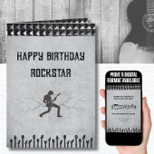Rockstar Studded Guitar Theme Happy Birthday Card Kaart