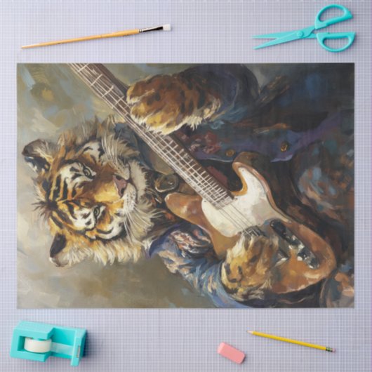 Rockstar Tiger Animal Art Decoupage Tissuepapier (Craft)