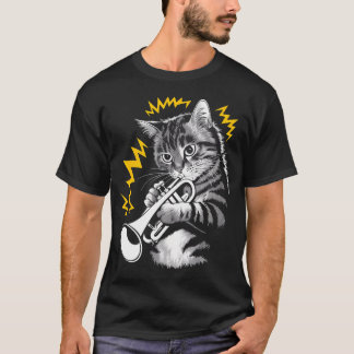 Rockstar Trompettende Kat Op Kat T-shirt