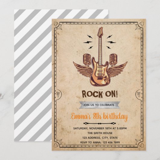 Rockstar-uitnodiging Bedankkaart (Voorkant / Achterkant)