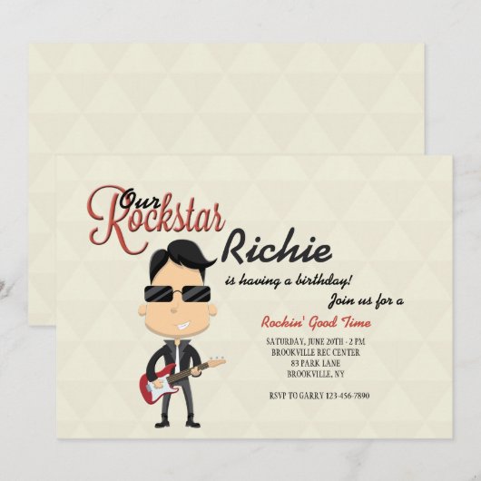 Rockstar-uitnodiging Kaart (Voorkant / Achterkant)