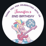 Rockstar Unicorn Kids Birthday Party Favor Ronde Sticker<br><div class="desc">Kute party gunsten voor kinderen,  jongens of meisjes die van eenhoorn houden. Ideaal voor kinderen op verjaardagsfeestje,  feestvieren en dankjewel op het label. U kunt de tekst voor baby shower of andere gelegenheid en partij ook aanpassen.</div>