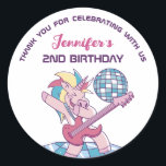 Rockstar Unicorn Kids Birthday Party Favor Ronde Sticker<br><div class="desc">Kute party gunsten voor kinderen,  jongens of meisjes die van eenhoorn houden. Ideaal voor kinderen op verjaardagsfeestje,  feestvieren en dankjewel op het label. U kunt de tekst voor baby shower of andere gelegenheid en partij ook aanpassen.</div>