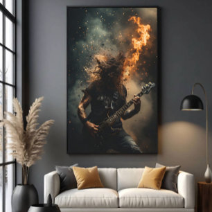 Rockstar Vlammen Canvas Afdruk