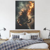 Rockstar Vlammen Canvas Afdruk (Insitu (Slaapkamer))