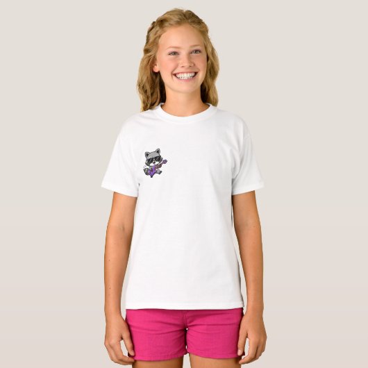 Rockstar Wasbeer Gitaar Kinderen T-shirt (Voorkant volledig)