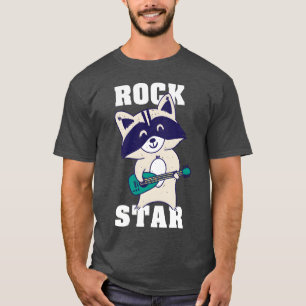 Rockstar Wasbeer Gitarist Rockende Muziek Zanger v T-shirt