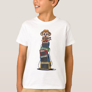 Rockster Aap Muzikant Stapelversterkers Kinderen T-shirt