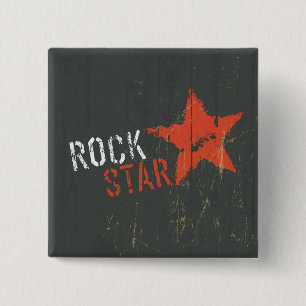 Rockster Bedrukte Grunge Rode Ster Vierkante Button 5,1 Cm