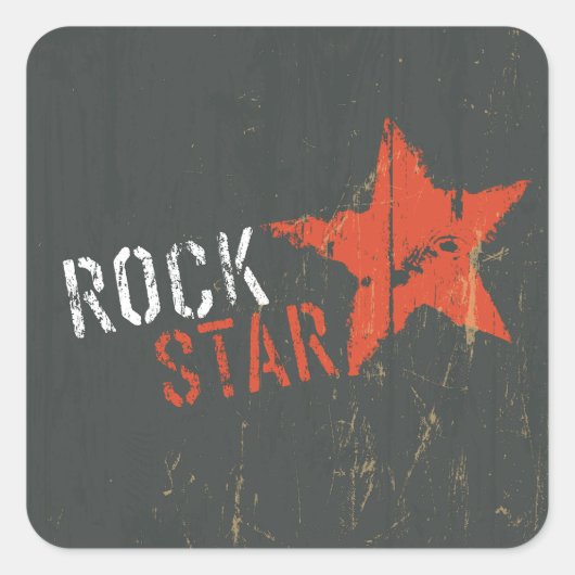 Rockster Bedrukte Grunge Rode Ster Vierkante Sticker (Voorkant)