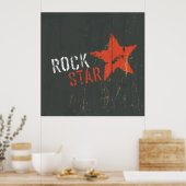 Rockster in Nood Grunge Rode Ster Poster (Keuken)