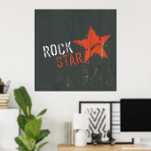 Rockster in Nood Grunge Rode Ster Poster (Thuiskantoor)
