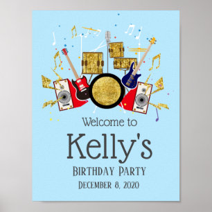 rockster-welkomstbord voor muziekpartij trommel poster