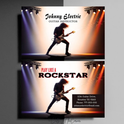 Rockstergitaarinstructeur Visitekaartje