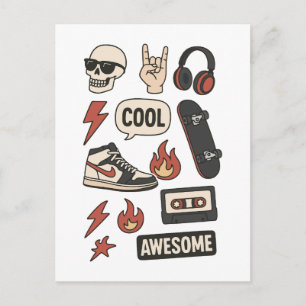 rocksterren jongens esthetiek briefkaart