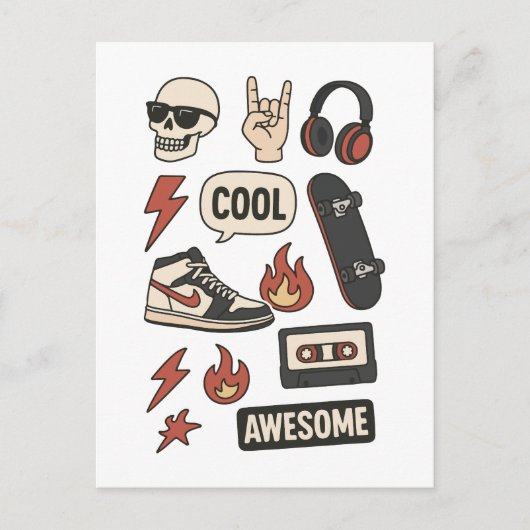 rocksterren jongens esthetiek briefkaart (Voorkant)
