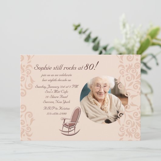 Rockstoel Fotouitnodiging Kaart (Staand voorkant)