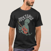 Rocktopus Cute Octopus Plays Rock Guitar Vinta T-shirt (Voorkant)