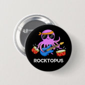 Rocktopus Funny Rock Band Octopus Pun Dark BG Ronde Button 5,7 Cm (Voorkant /achterkant)