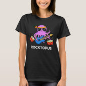Rocktopus Funny Rock Band Octopus Pun Dark BG T-shirt (Voorkant)