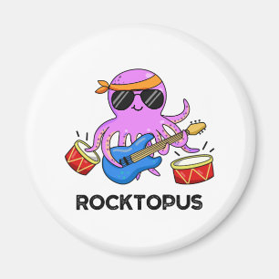 Rocktopus Funny Rock Band Octopus Pun Magneet