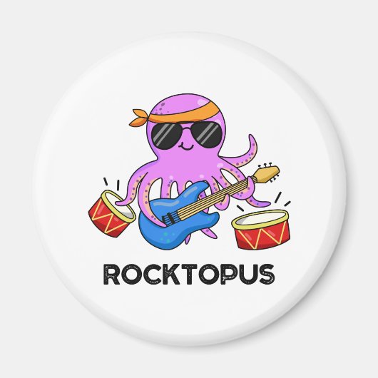 Rocktopus Funny Rock Band Octopus Pun Magneet (Voorkant)