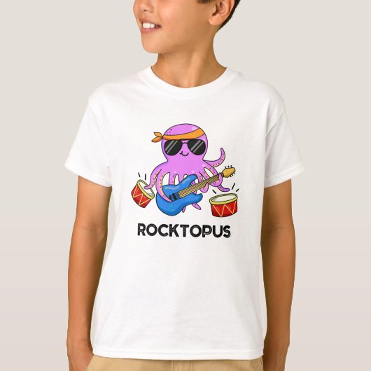 Rocktopus Funny Rock Band Octopus Pun T-shirt (Voorkant)