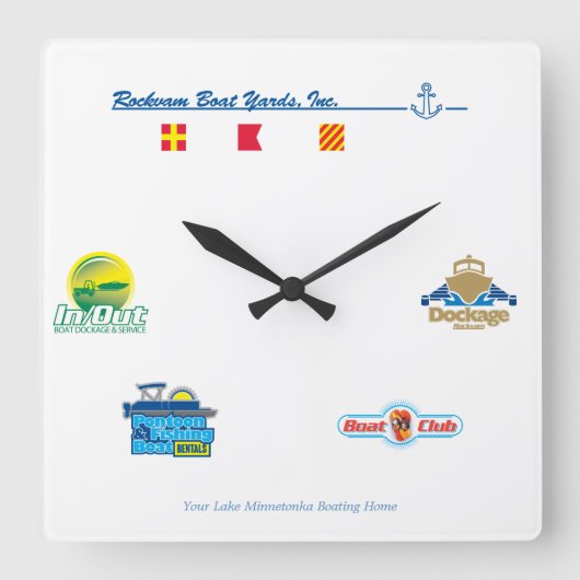 Rockvam Boat Yards, Inc. Clock Vierkante Klok (Voorkant)