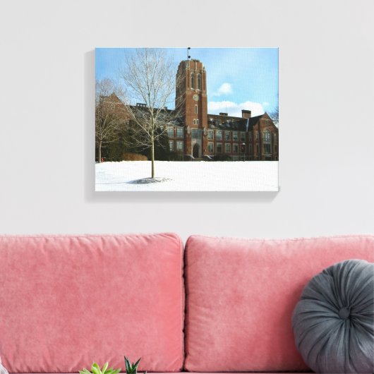 Rockwell in Winter op Grove City College Canvas Afdruk (Insitu (Woonkamer))