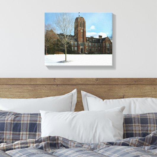 Rockwell in Winter op Grove City College Canvas Afdruk (Insitu (Slaapkamer))