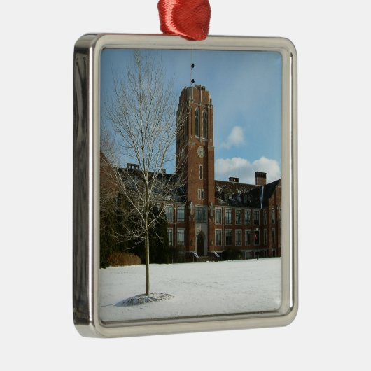 Rockwell in Winter op Grove City College Metalen Ornament (Rechts)