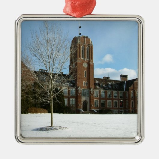 Rockwell in Winter op Grove City College Metalen Ornament (Voorkant)
