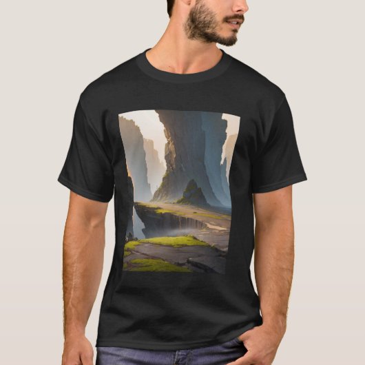 Rocky Area Cliff Moss Mist Shadow Valley T-shirt (Voorkant)