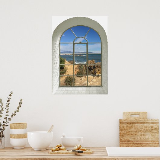 Rocky Beach Faux Window Poster (Keuken)