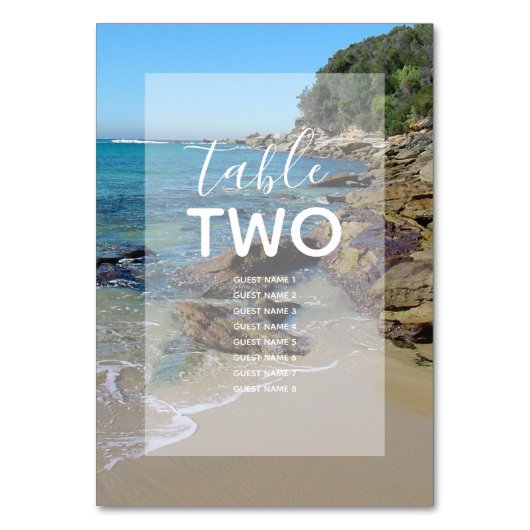 Rocky Beach Wedding Guest Names Kaart (Voorkant)