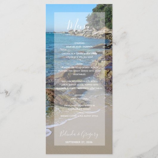 Rocky Beach Wedding Menu (Voorkant)