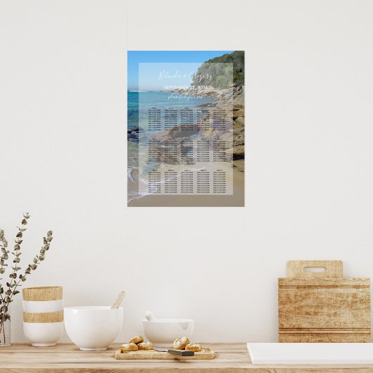 Rocky Beach Wedding Seating Chart Poster (Keuken)